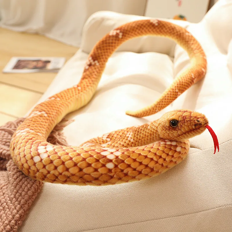 2M/3M Real Life Snake Plush Toy Giant Piebald Snake Stuffed Long Snake Plush Brown Yellow Green Creative Decor Gift - Image 3