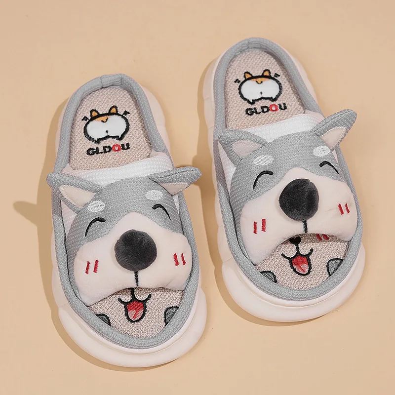 Home Linen Slipper for Women Cute Bunny Clouds Flip Flops Female Design Cozy Shoes Slides Four Season Platform Couples Sandals - Image 13