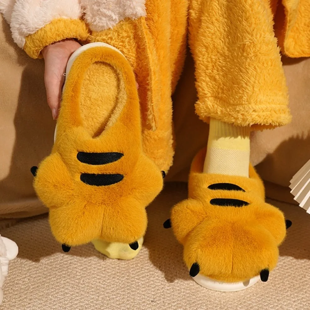 Cartoon Tiger Claw Plush Slippers | Warm Anti-Slip Bear Paw House Shoes - Image 2