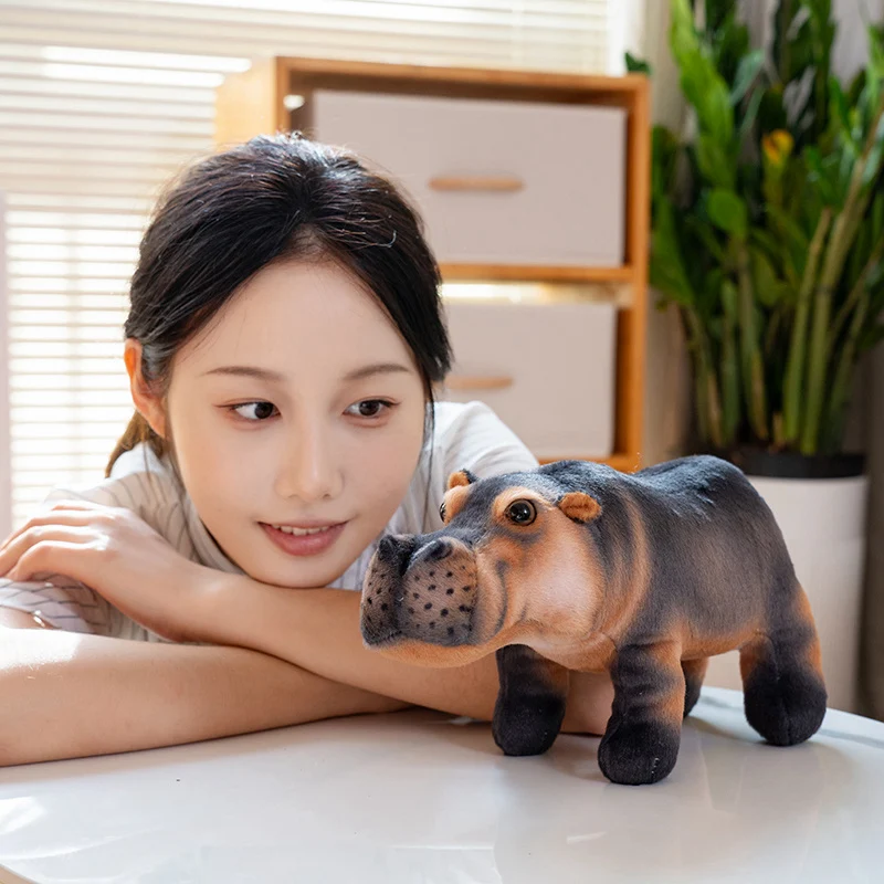30cm Realistic Looking Stuffed Animal Elephant Hippo Rhino Plushies Soft Toys Zoo Souvenir Plush Toy Boy Birthday Gift - Image 5