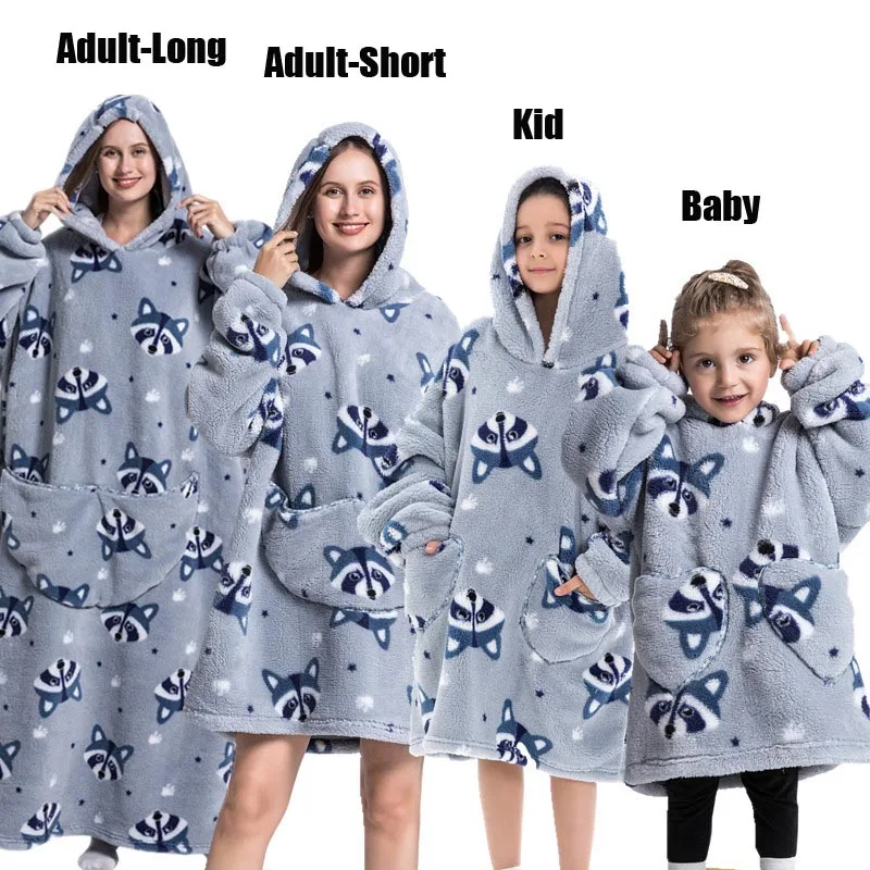 Plush Fleece Family Matching Hoodie Girl Sweatshirt Homewear Men Women Children Thick Pullover Oversize Winter Sherpa Blanket - Image 21