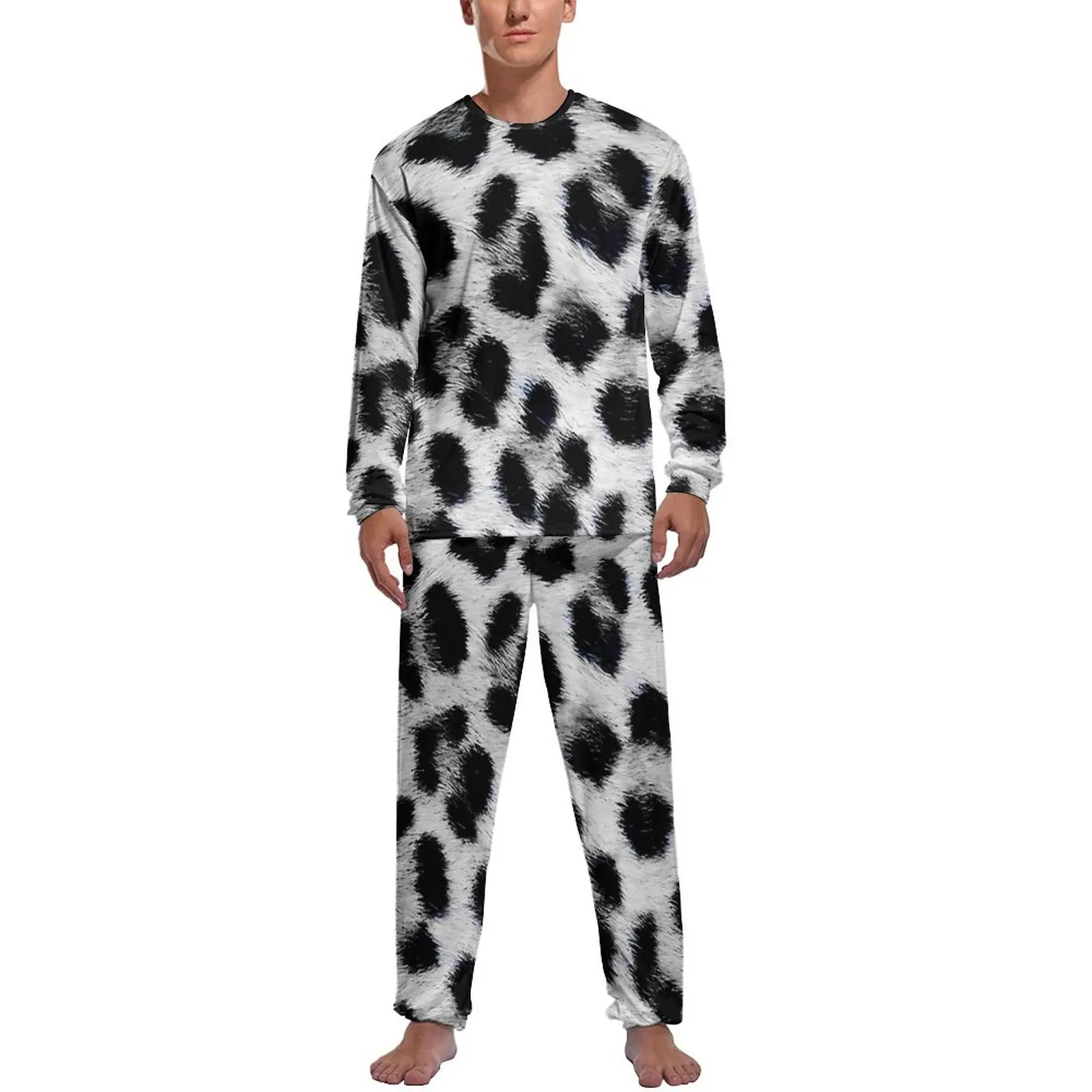 Orange Leopard Print Pajamas Spring Casual Sleepwear Mens 2 Pieces Pattern Long Sleeve Fashion Pajama Sets - Image 17