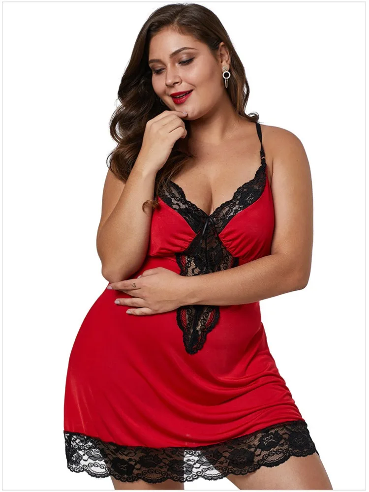 8XL Plus Size Sexy Lace Nightgown for Women Summer Pajamas Dress V Neck Bodydoll Sleeveless Nightdress Plumpy Female Homewear - Image 3
