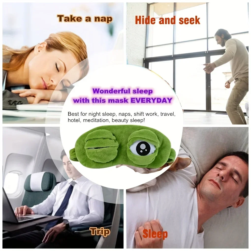 3D Frog Sleep Mask Natural Sleeping Eyeshade Women Men Creative Cartoon Soft Portable Blindfold Travel Office Eyepatch - Image 4