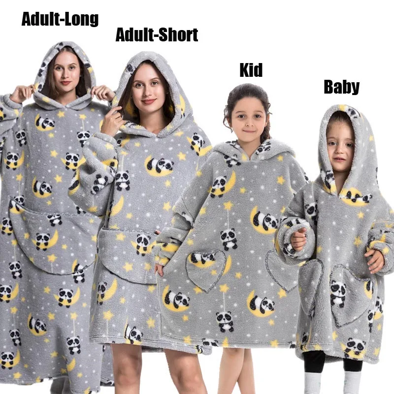Plush Fleece Family Matching Hoodie Girl Sweatshirt Homewear Men Women Children Thick Pullover Oversize Winter Sherpa Blanket - Image 24