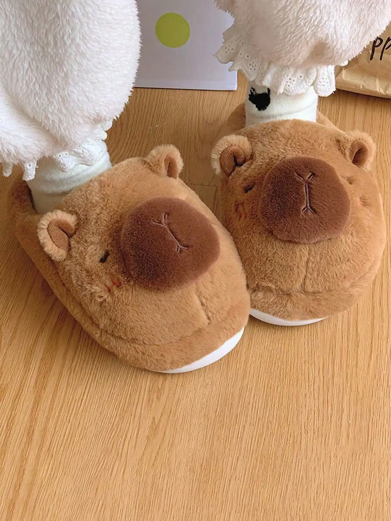 Couple Style Capybara Plush Slippers, Winter Fleece Lined Warm Anti-Slip Soft Sole Home Unisex Indoor Slides - Image 3