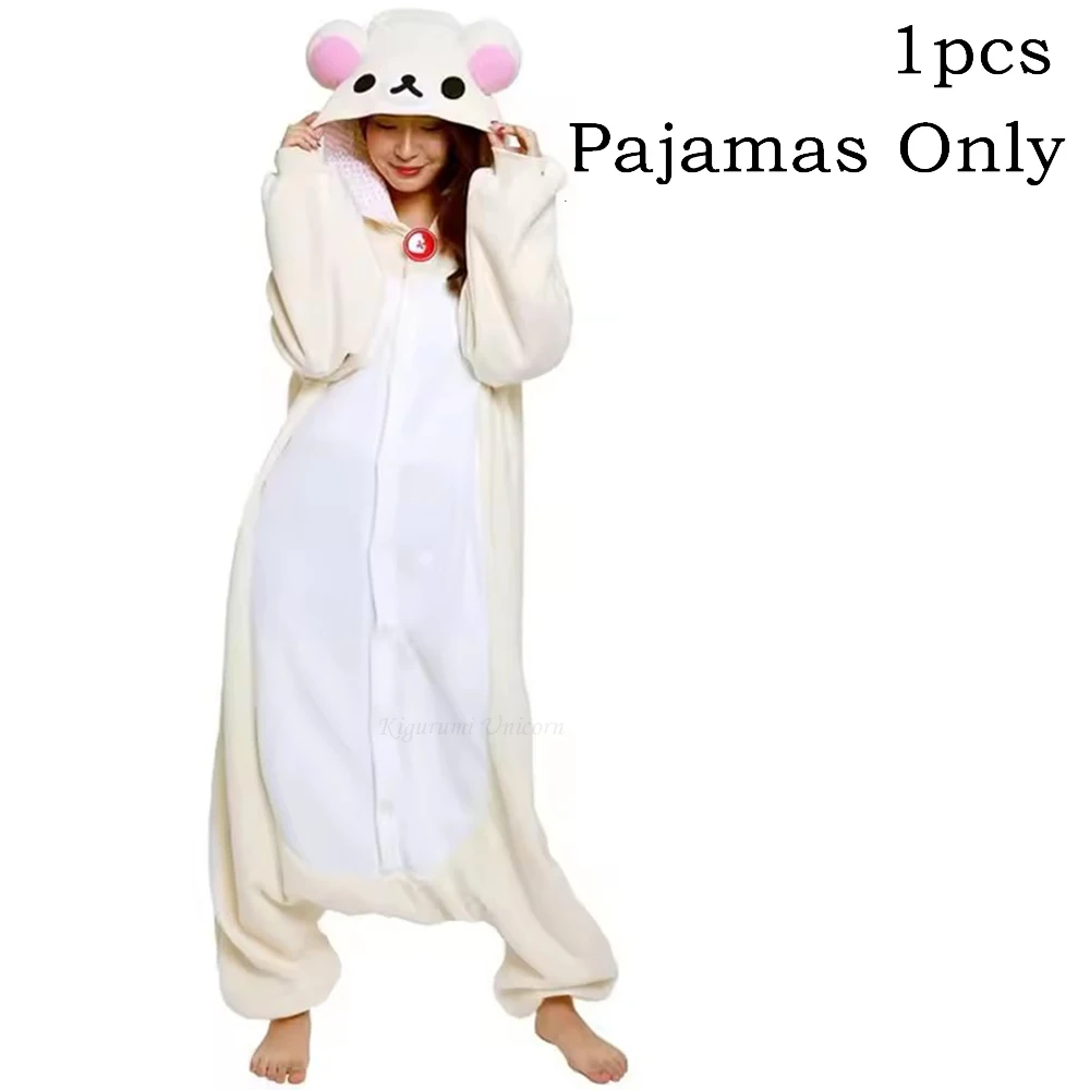 Halloween Christmas Cartoon Bear Pajama Rilakkuma Kigurumi Unicorn Adult Anime Jumpsuit Cute Cartoon Sleepwear Buttons Slippers - Image 10