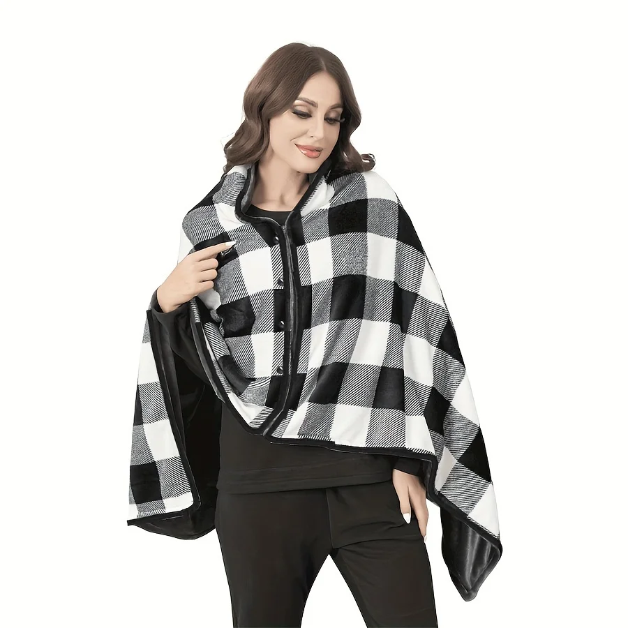1pc Wearable Blankets Shawl Blanket Flannel Lazy Casual Office Blanket - Image 5