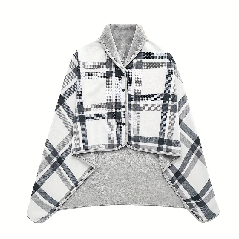 1pc Wearable Blankets Shawl Blanket Flannel Lazy Casual Office Blanket - Image 9